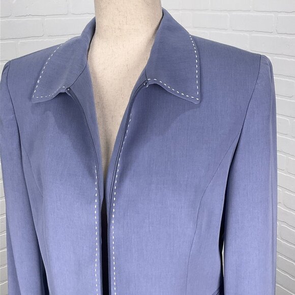 Garfield Marks Skirt Suit Women 6 Purple Saddle Stitch Zip Poly Classic USA VTG - Picture 2 of 16